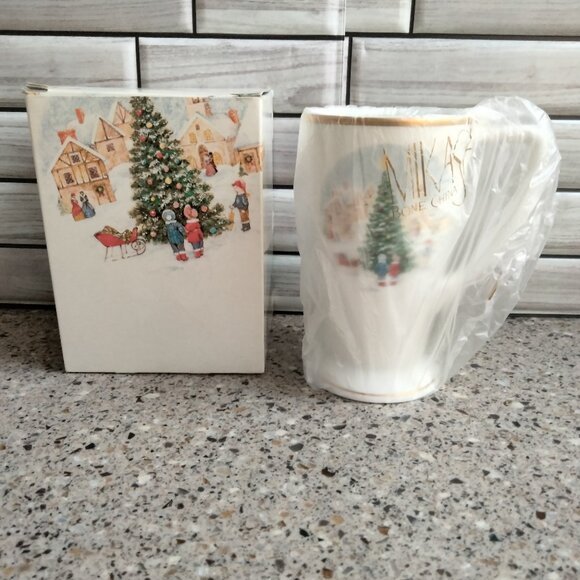 Retired MERRY CHRISTMAS Tall Footed Cappuccino Mug - Picture 2 of 13
